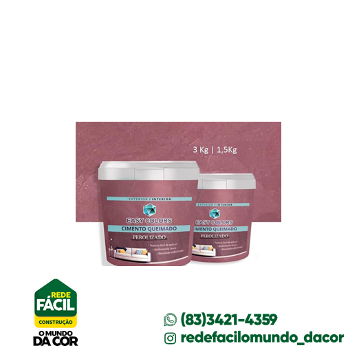 CIMENTO QUEIMADO PER.ROSA CHA 1,5KG EASY COLORS