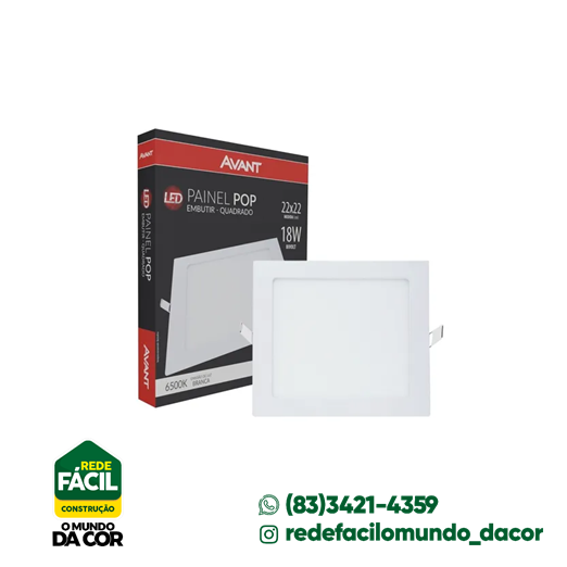 PAINEL DE LED EMBUTIR  POP 18W 6500K AVANT