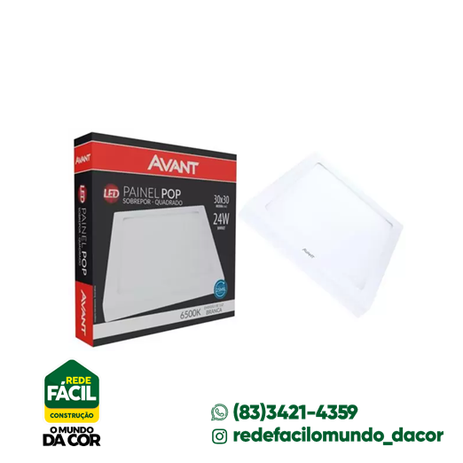 PAINEL LED SOBREPOR POP QD 24W 6500K AVANT