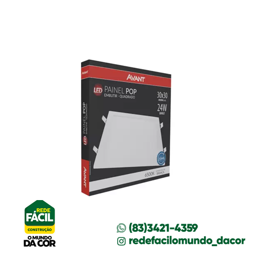 PAINEL LED EMB POP QD 24W 6500K AVANT