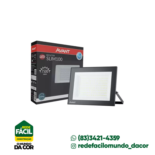 REFLETOR LED 100W SLIM 6500K BIVOLT AVANT