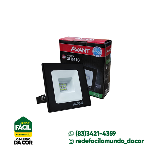 REFLETOR LED 10W SLIM VERDE AVANT