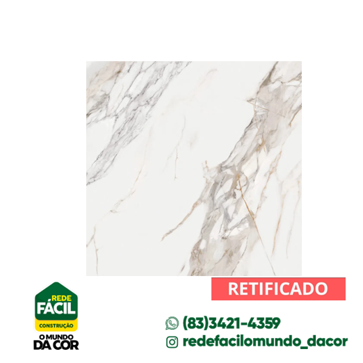 Porcelanato 94,5x94,5cm CAIXA 2.68MT² Calacatta Oro Supreme Matte Tipo A Cerbras