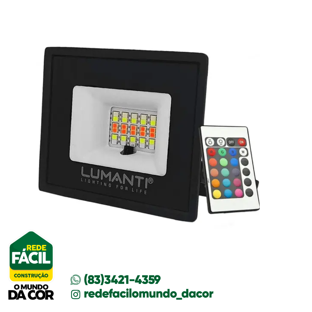 REFLETOR LED 30W RGB C/FUNCAO MEMORIA LUMANTI