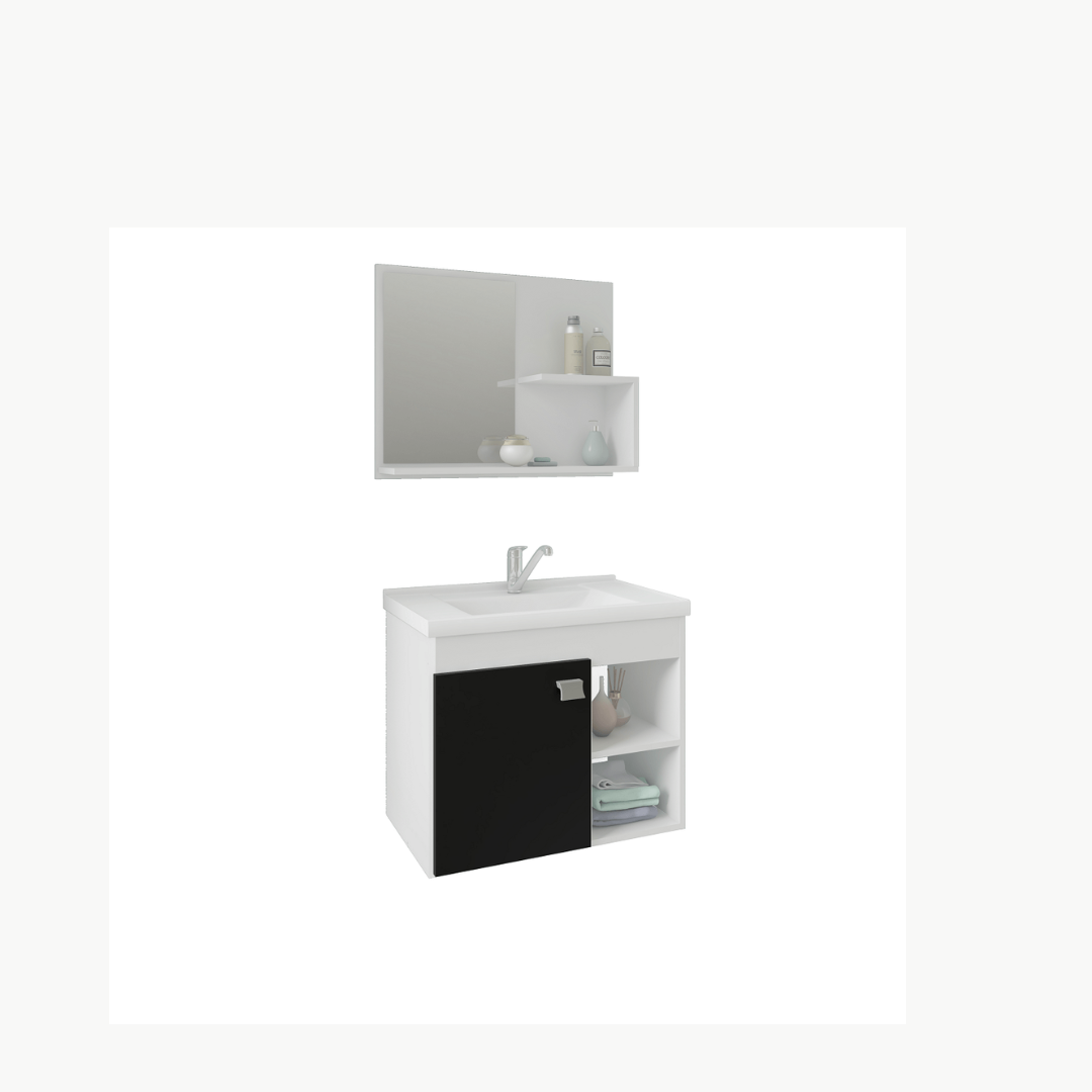 MGM ARM.55CM C/ESPELHEIRA BRANCO/PRETO