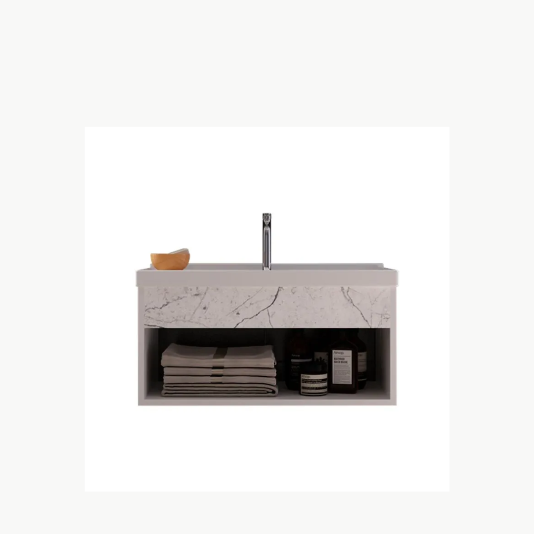 GABINETE BETA MARMORIZADO PTO 63CM S/ESPELHO CEROCHA