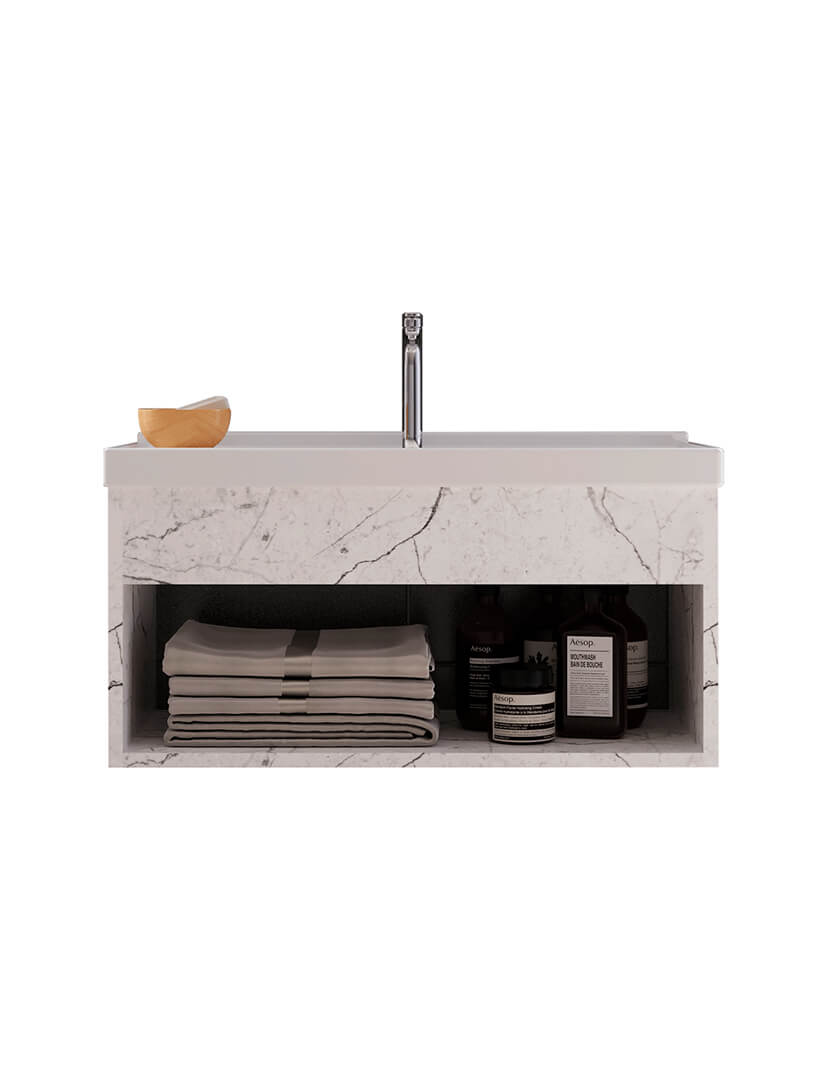 GABINETE BETA MARMORIZADO BCO 63CM S/ESPELHO CEROCHA